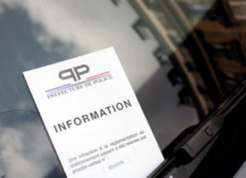 avis d'information de contravention pare brise Paris