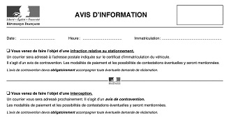 avis d'information de contravention police municipale