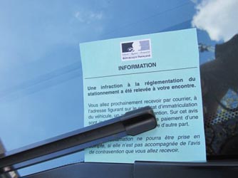 avis d'information de contravention pare brise